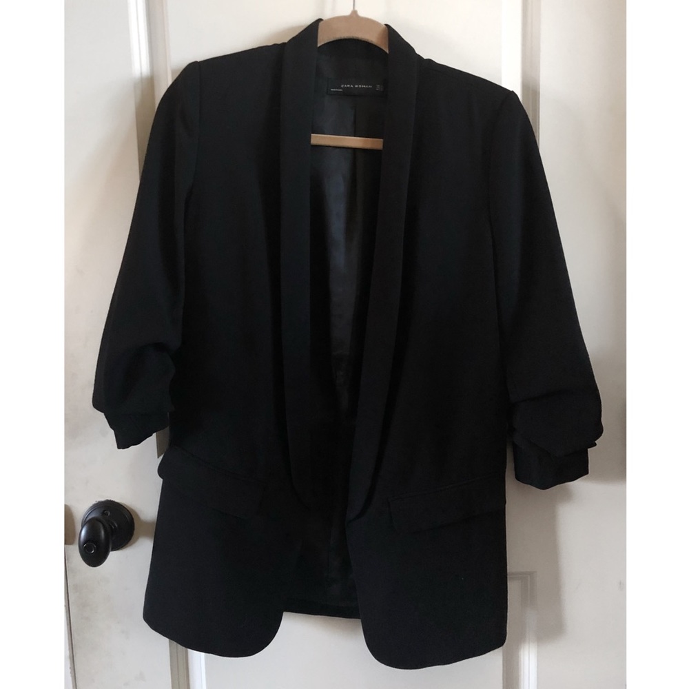 ZARA Women Long Loose Fit Blazer Black XS
